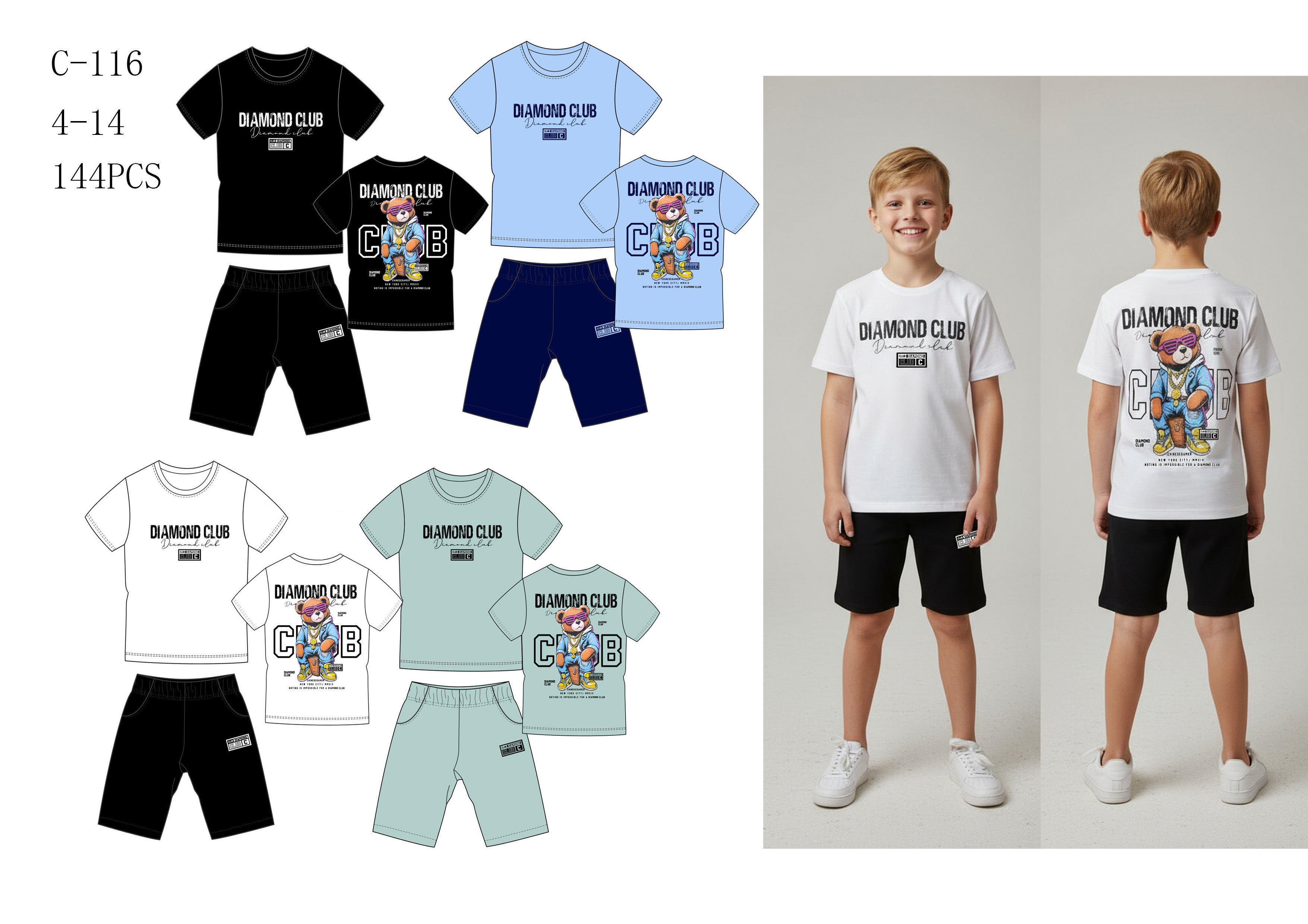 Ensemble Garçon C116  4-14 ans 6€50ht prix unitaire