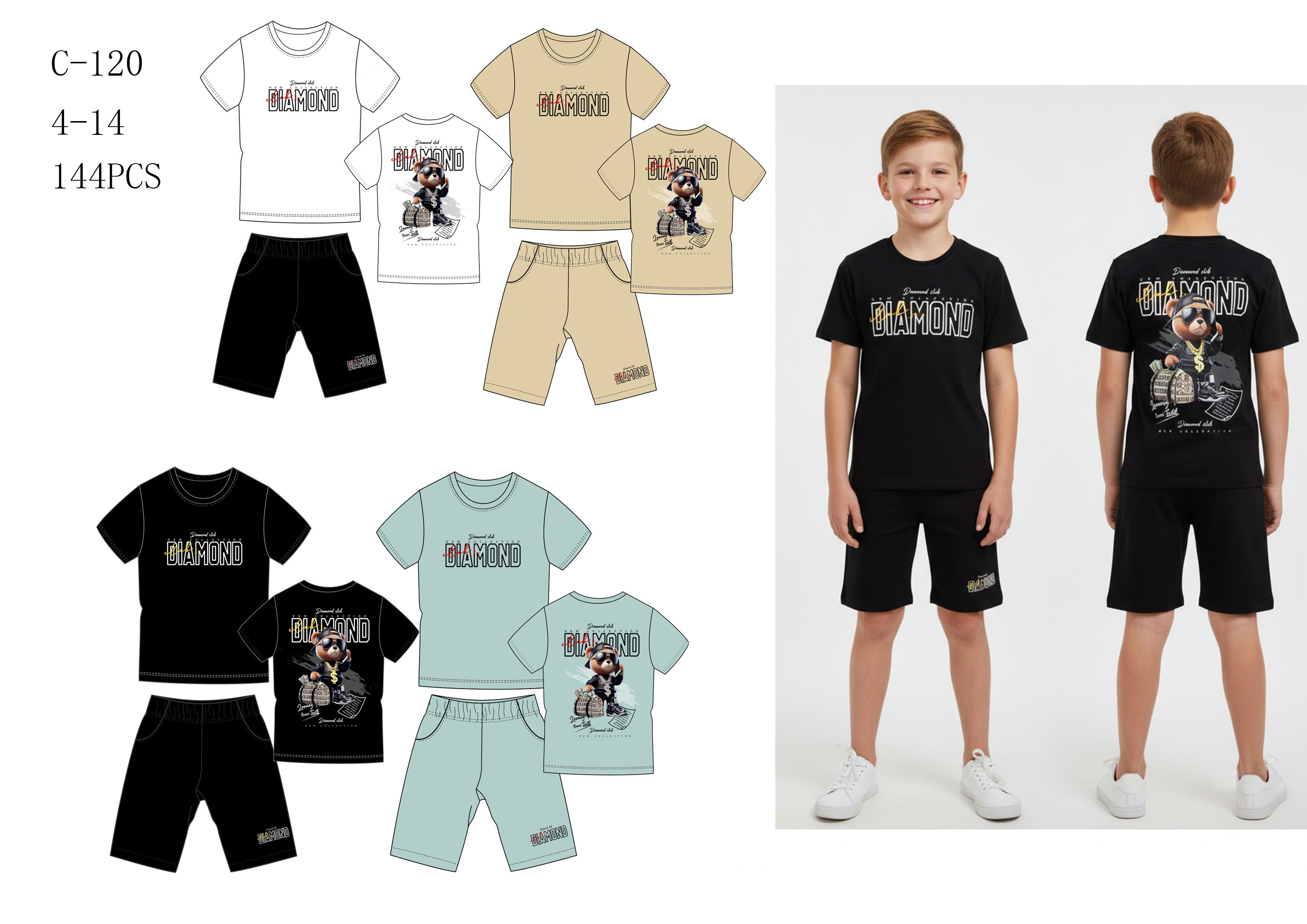 Ensemble Garçon C120 4-14 ans 6€50ht prix unitaire